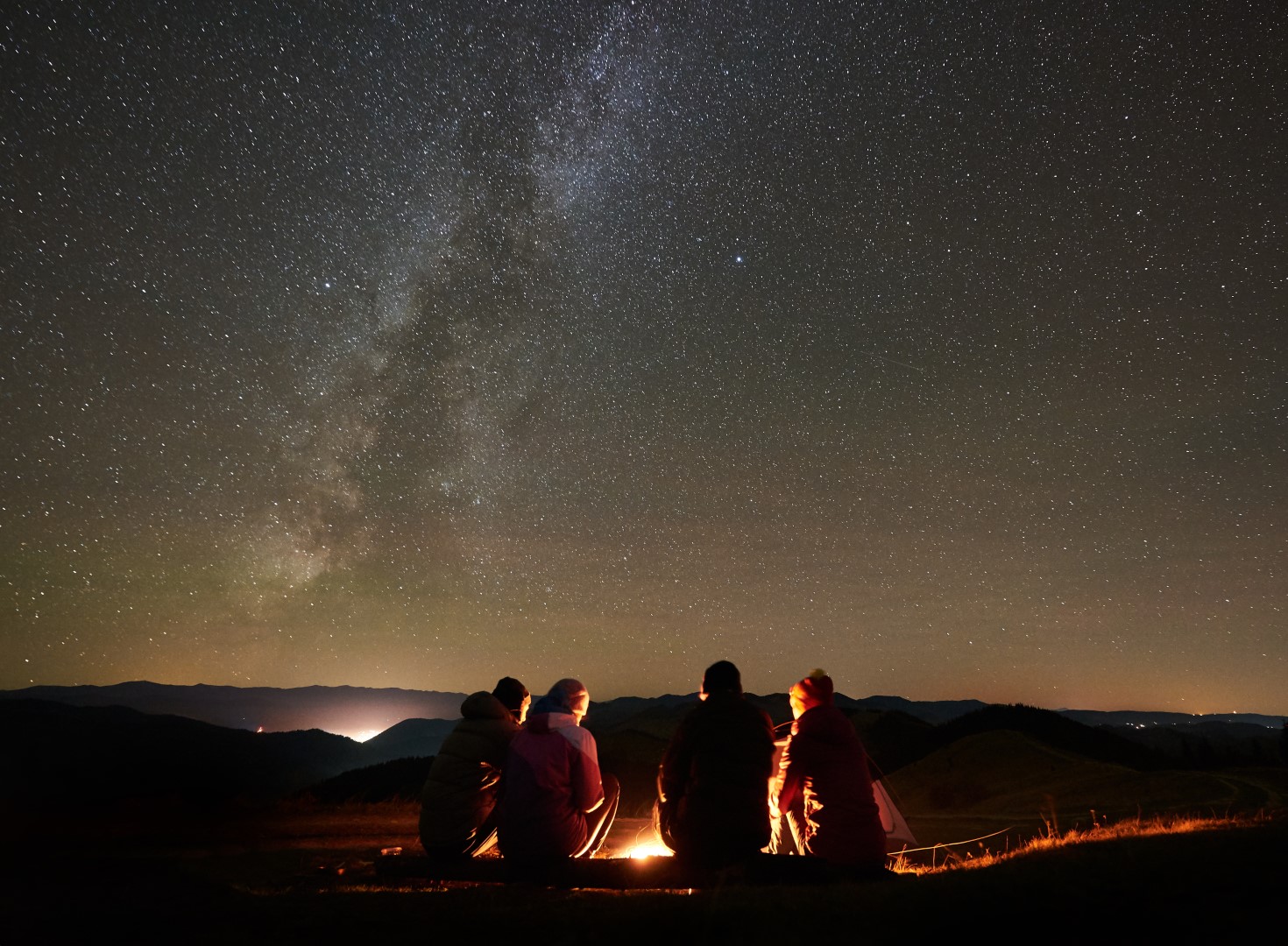 Campfire under stars at Red Rock RV Resort, Las Vegas